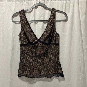 BCBGMaxAzria Lace and Tan Top